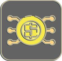 Icon digital money. Cashless society elements. Icon in embossed style. vector