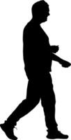 Man walking forward isolated silhouette side view vector