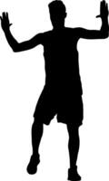 Man a with raised arms isolated silhouette vector