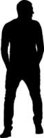 Man walking a forward isolated silhouette front view vector