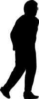 Walking young woman a isolated silhouette front view. vector