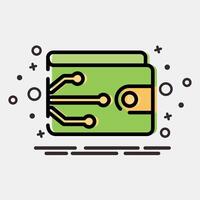 Icon digital wallet. Cashless society elements. Icon in MBE style. vector