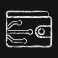 Icon digital wallet. Cashless society elements. Icon in chalk style. vector