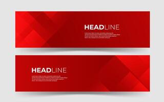 Red abstract banner template set with geometric shapes vector