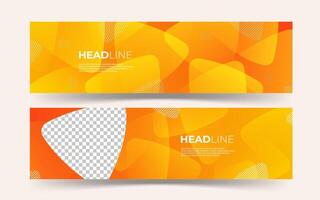Two horizontal banners with orange and yellow shapes vector