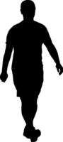 Man a walking forward isolated silhouette front view vector