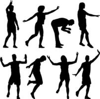 Set a Man and woman dancing in different dynamic poses isolated silhouettes vector