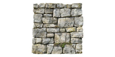 Rectangular stone wall section isolated on transparent background png