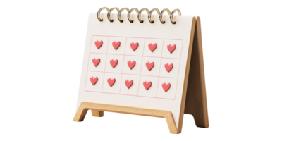 Desktop Calendar With Heart Decorations Isolated on Transparent Background png