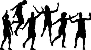 Set Man and woman dancing in different dynamic poses isolated silhouettes vector