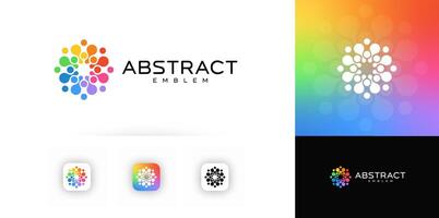 Colorful Abstract Emblem Logo with Liquid Drop Shapes Forming a Circular Pattern. Rainbow collar round stamp for Creative, Tech, or Branding Use. Modern Logotype Design. Illustration vector
