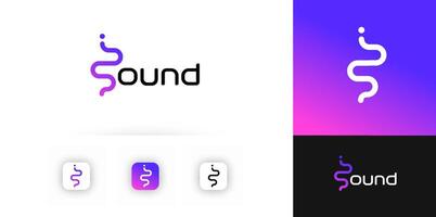 Modern sound wave logo design. Abstract dynamic shape with gradient for music app, audio streaming, podcast, tech or entertainment branding. Futuristic vibrant illustration vector