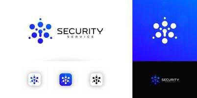 Modern Security Service Logo with Abstract Lock and Dot Network in Blue Gradient, Ideal for Cybersecurity, Tech, and Digital Protection Brands. Illustration vector