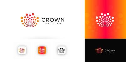 Abstract Crown Logo with Gradient Dots in Circular Shape, Perfect for Tech, Startup, or App Branding. Colorful and Minimal Design. Illustration vector