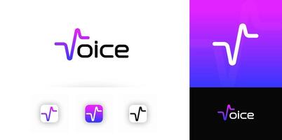 Voice Logo Design With Gradient Sound Wave Shape And Modern Typography, Ideal For App Icons And Media Branding. logotype vector
