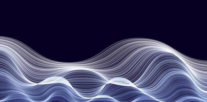 Abstract glowing wave lines, water waves with smooth motion on dark background. Elegant futuristic design for digital projects, banners, hi-tech presentations. illustration vector