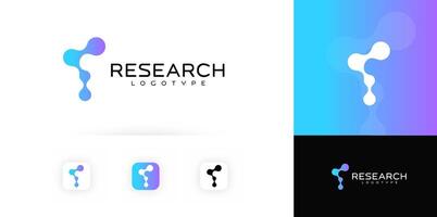 Abstract Research Logo with Gradient Fluid Shapes, Fusion Dots Emblem for Science, Technology, Medical, Innovation Branding. logotype vector