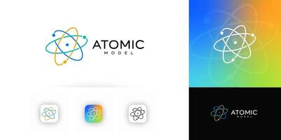 Atomic Model Logo with Orbit Lines and Electrons, Ideal for Science, Technology, or Education Branding. Modern and Clean Design Concept. Illustration. vector