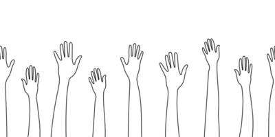 Silhouettes of hands in a linear style vector