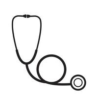 Stethoscope icon with black and white isolated on white background. vector