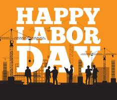 Happy Labor Day design with worker sillhouette illustration vector