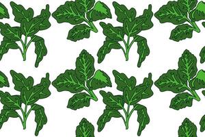 Botanical abstract seamless pattern with leaves illustration. Colorful repeating cartoon green foliage in white background. Graphic design for Fashion Cover Textile Birthday Greeting Card Print vector