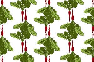 Botanical abstract seamless pattern with beets illustration.Colorful repeating cartoon green vegetables pattern in white color background. Graphic design for Fashion Cover Textile Birthday Card vector