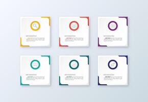 Infographic Timeline 6 Options Square Shape with Icons vector
