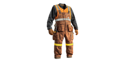 Construction worker attire with tools isolated on transparent background png