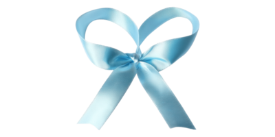 Light blue ribbon bow tied in a decorative shape isolated on transparent background png