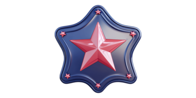 Blue shield emblem with star design isolated on transparent background png