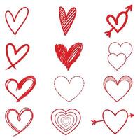 Whimsical Love Heart Drawings for Design Use vector