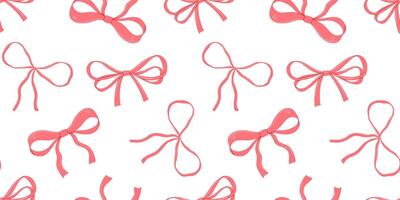 Seamless pattern with coquette pink bow flat isolated drawings, illustration vector