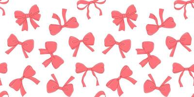 Seamless pattern with coquette bow on white background, flat isolated drawings vector