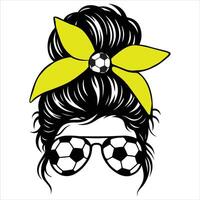 Messy Bun Soccer Mom Clipart Featuring Hair Wrap for Creative Sublimation Projects vector