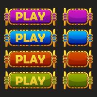 Button PLAY. Egyptian game ui buttons. Colored frame asset for game development vector