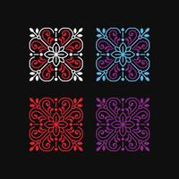 geometric Vintage tile patterns, A set of lace square frames in art deco style vector