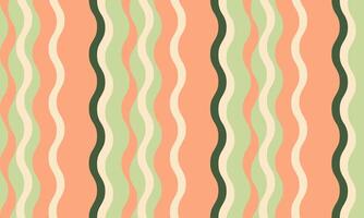 Vibrant wavy stripes in peach, green, and cream create a cheerful, retroinspired pattern. Perfect for backgrounds, textiles, and playful designs, this image evokes a sense of summer and optimism. vector