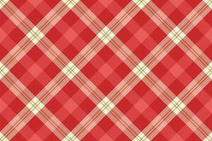 Vibrant red and cream diagonal plaid pattern. Perfect for textile design, website backgrounds, or seasonal projects. This classic check design evokes feelings of warmth and tradition. vector