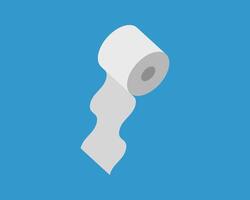 A minimalist isometric illustration of a toilet paper roll unrolling against a vibrant blue background. Perfect for concepts related to hygiene, cleanliness, or even resource depletion. vector