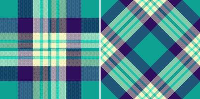 Two vibrant teal and purple plaid patterns. Perfect for textile design, apparel, or website backgrounds. vector