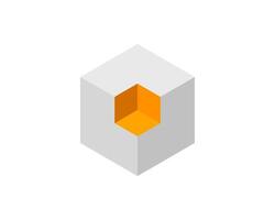 Abstract isometric cube with a vibrant inner core. Represents potential, innovation, or hidden value. Ideal for technology, business, and design concepts. vector