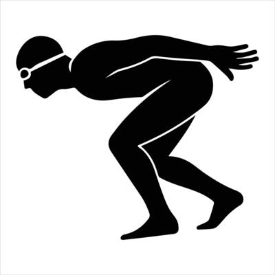 Swimming Race Illustration Art with Athletic Silhouette Design