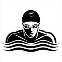 Swimming Event Illustration Featuring Silhouette Swimmers vector