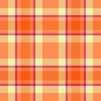 Vibrant orange and cream plaid pattern. Perfect for textile design, website backgrounds, or fashion projects. This cheerful, seamless texture evokes warmth and energy. vector