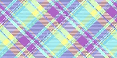 Styled background textile fabric, postcard seamless plaid texture. International tartan pattern check in purple and cyan colors. vector