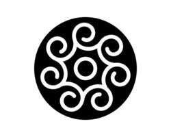Elegant black white design featuring stylized swirls in a circle. Represents flow, growth, or unity. Perfect for logos, patterns, or backgrounds. Versatile graphic. vector
