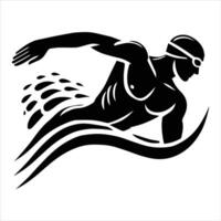 Swimmer Outline Design with Swimming Race Vibe vector