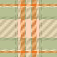 Elegant muted plaid pattern in sage green, peach, and burnt orange. Perfect for textile design, fall fashion, or autumnal branding. Subtle texture adds sophistication evokes warmth and comfort. vector