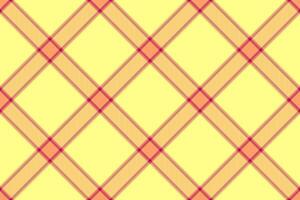 Vibrant diagonal plaid pattern in sunny yellow and coral hues. Perfect for textile design, website backgrounds, or crafting projects. vector